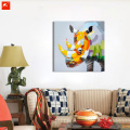 Wildlife Wall Art Colorful Rhino Oil Painting