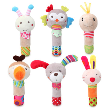 2020 Infant Toys Handle Bell Baby Toys 0-12 months Baby Cartoon Newborn Plush Rattle Bell Hand Toys Soft Baby Mobile Infant Bell