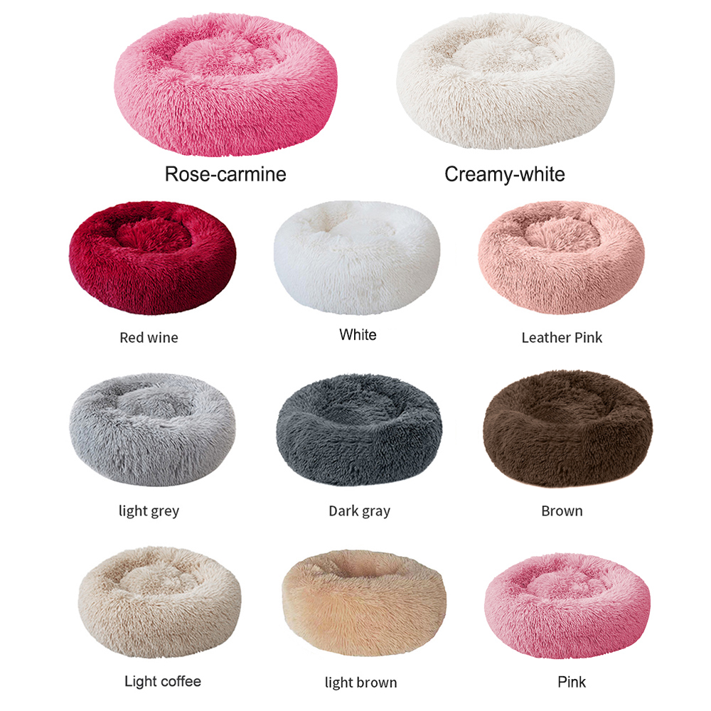 Round Plush Cat Bed House Cat Mat Winter Warm Sleeping Cats Nest Soft Long Plush Dog Basket Pet Cushion For Cats Accessories #1
