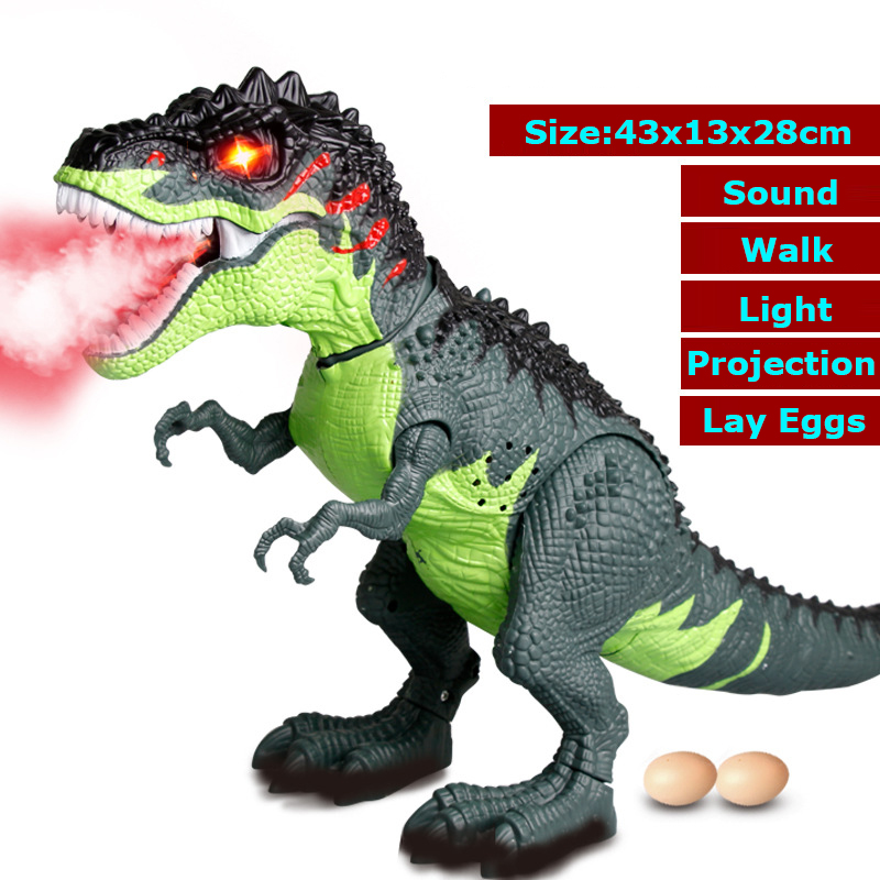 Electric Spray Lay Egg Tyrannosaurus Moving Walking Eggs Laying Dinosaur Toy Sound Light Simulation Animal Model Children Toys