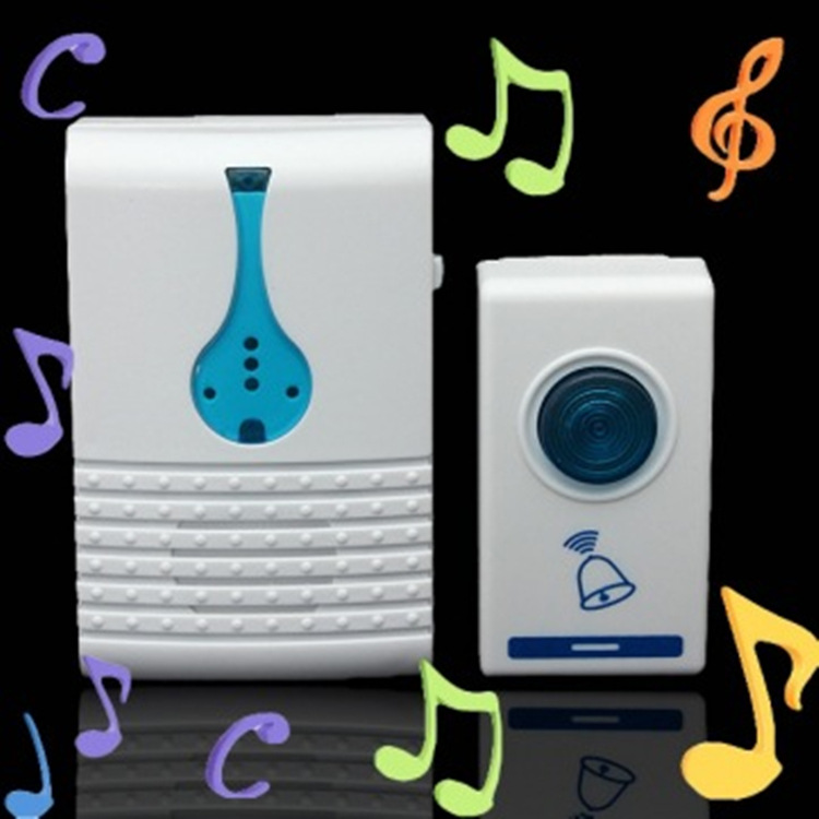 Wireless Remote Doorbell Self-adhesive With LED Flash 32 Music+Receiver For Home