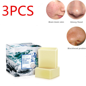 3PCS Sea Salt Soap Pimple Pore Acne Treatment Cleaner Moisturizing Goat Milk Soap Face Care Wash Basis Soap Savon TSLM2