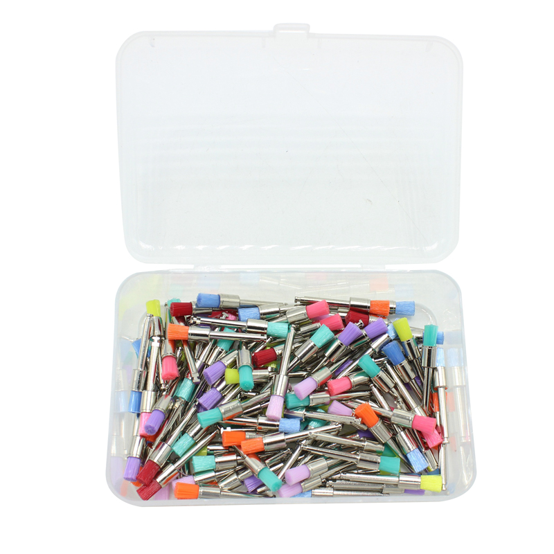 100pcs/bag Dental Polishing Brush Polisher Prophy Rubber Cup Latch Colorful Nylon Bristles Mix Style Dentist Tool Lab Instrument