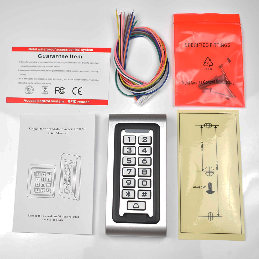 LED Keypad RFID 125khz Access Control System Proximity Card Standalone 2000 Users Door Access Control Metal Case