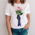 Women Graphic Flower Short Sleeve Style Girl Cute Printing 90s Clothes Lady Tees Print Tops Clothing Female Tshirt T-Shirt