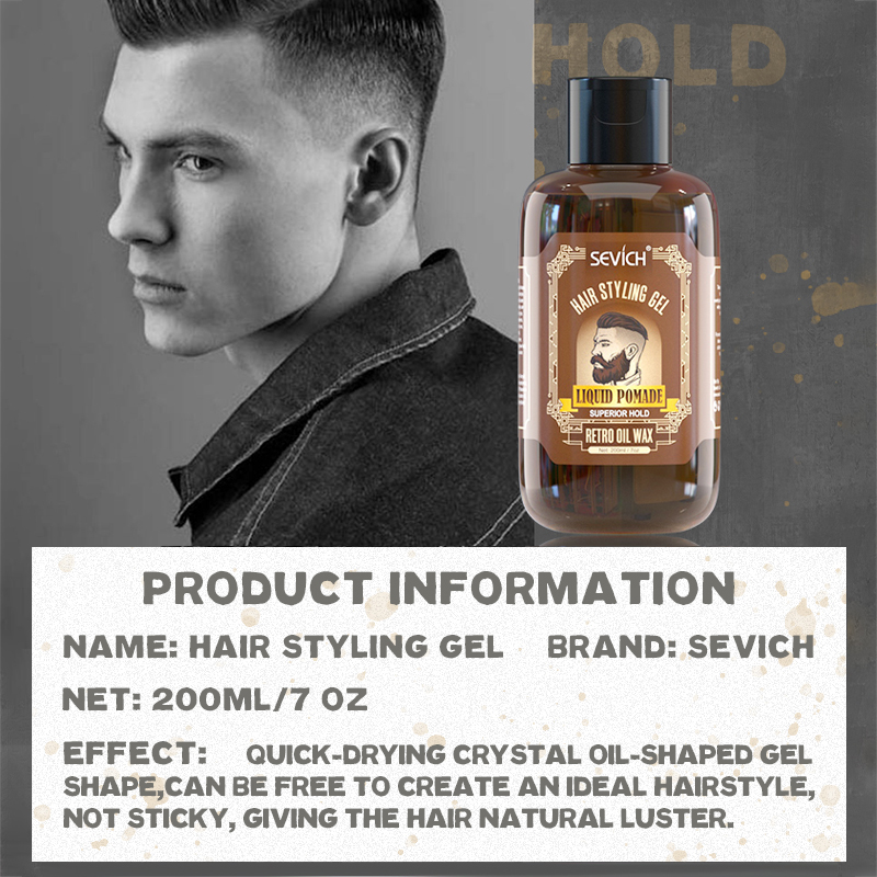 Sevich 200ml Salon Hair Styling Pomade Hair Gel Men Long lasting Hair Styling Gel For Edge Control Hair Hold Retro Gel