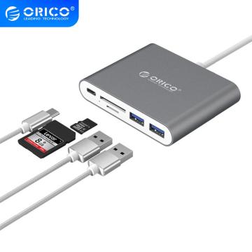 ORICO Aluminum Type-C to TF SD Card Reader with 2 USB3.0 Ports Support PD Charging Laptop Docking Stations USB HUB