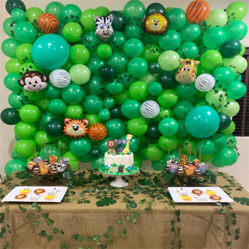 40pcs Green Balloons Set Olive Balloon Metallic Confetti Ballon Jungle Safari Animal Birthday Party Decorations kids Air globos