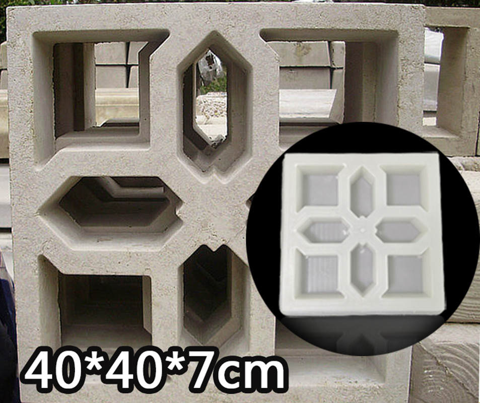 Cement Antique Brick Mold Square Garden Window Making Brick Mould 3D Carving Anti-Slip Concrete Plastic Paving Molds 40x40x7cm