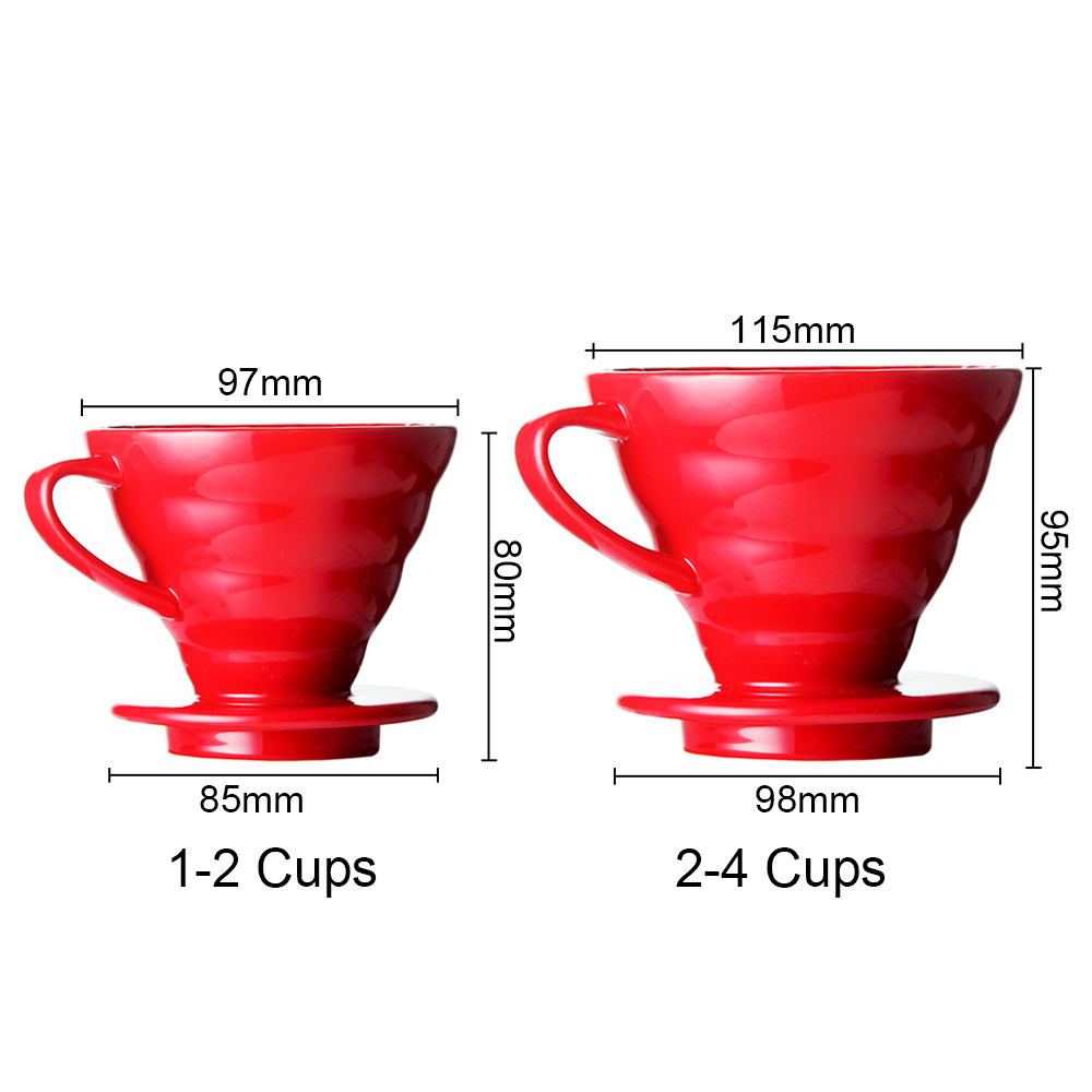 1-4 Cups V60 Coffee Drip Filter Cup Ceramic Coffee Dripper Engine Permanent Quality Pour Over Coffee Maker Separate Stand