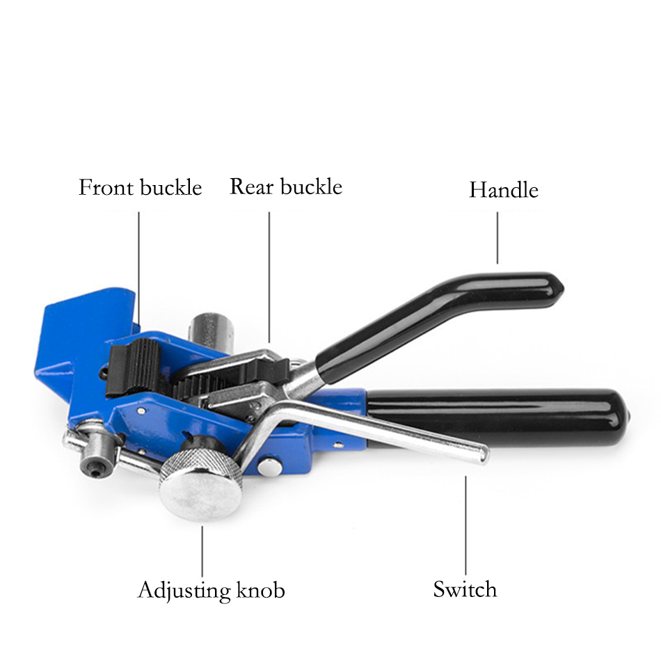 Stainless Steel Tie Gun Steel Pliers Bundle Industry Cable Tighten Tool Tie Gun for Tie Width 4.6-19mm Thickness 0-0.8mm