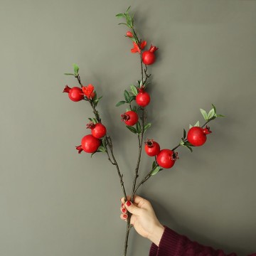 Fake Artificial Rose Fruit Pomegranate Berries Red Yellow Bouquet Floral Garden Home Decor Berries diy Artificial flowers