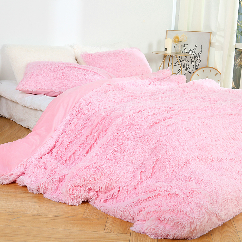 3pcs/set Super Soft Long Shaggy Fur Duvet Cover Set Pillowcase Warm Elegant Cozy Winter Bedding Set 150x200/200x200/200x230cm