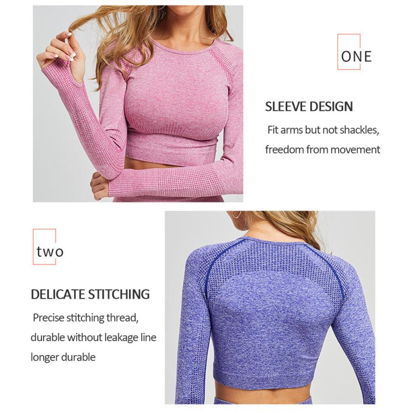 New Seamless Long Sleeve Gradient Fitness Long Sleeve Yoga Clothes Yoga Set Fitness Sports Suits Running Leggings Workout Shirts