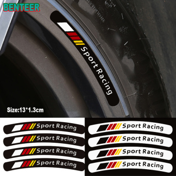 4pcs sport racing car wheel sticker For Mercedes benz AMG w204 w211 W210 C63 c180 e200 CLA GLK GLE GLA A180 A B C E class A45