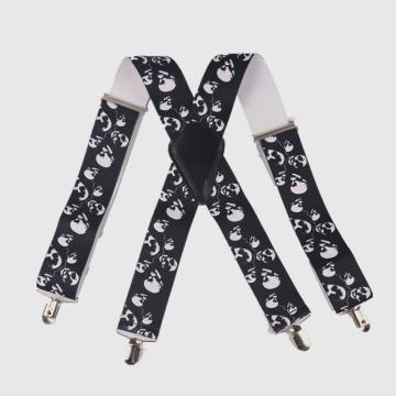 Free Shipping 5CM Wide Mens Suspenders Black Y Back 4 Clips Halloween Skull Heavy Duty Suspenders Braces