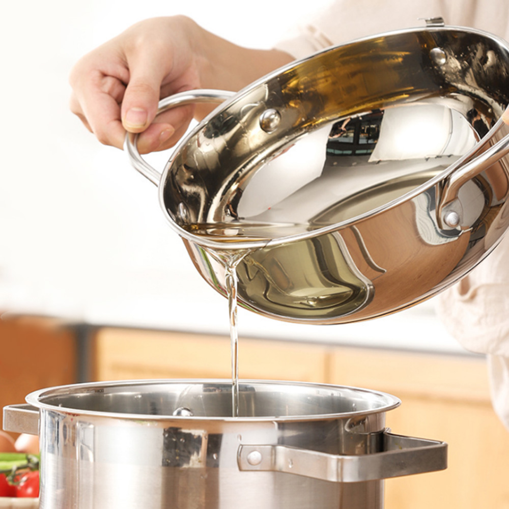 Japanese Deep Frying Pot With A Thermometer And A Lid 304 Stainless Steel Kitchen Tempura Fryer Pan 20/24cm KC0405^*