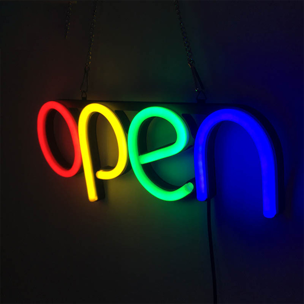 Restaurant Door Visual Neon Light Led Wall Sign Lamp Store Decorative Hanging Chain Open Ultra Bright Window Displaying Artwork
