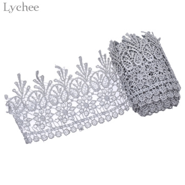 Lychee Life 2 Yards Vintage Embroidered Lace Edge Trim Ribbon Crocheted Wedding Bridal Lace Applique DIY Sewing Craft