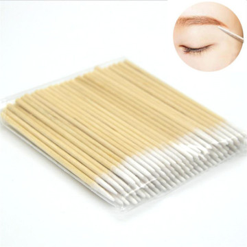 100pcs Disposable Ultra-small Cotton Swab Lint Free Micro Brushes Wood Cotton Buds Swabs Eyelash Extension Glue Removing Tools