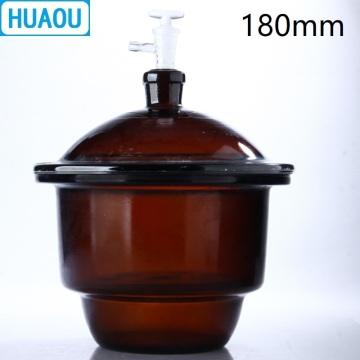 HUAOU 180mm Vacuum Desiccator with Ground - In Stopcock Porcelain Plate Amber Brown Glass Laboratory Drying Equipment