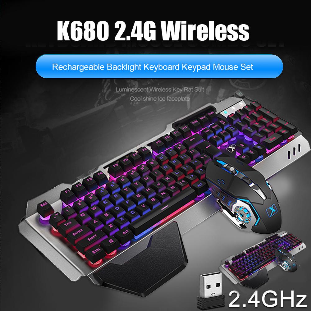 Durable Keyboard Mouse Combos Classic Delicate K680 2.4G Wireless Rechargeable 26 Keys Non-Conflict Keyboard 6 Button Mouse Set