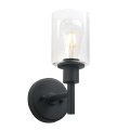 Permo Black Wall Sconce Light 1-Light Matte Black Bathroom Vanity Light Fixture with 3.94 Inches Glass Light Shade