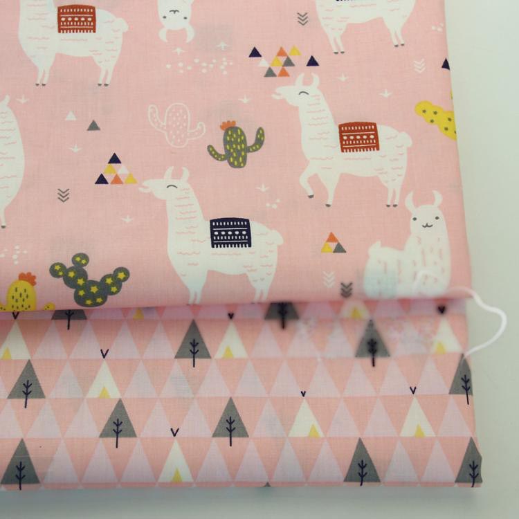 Pink Blue Gray Alpaca Cotton Fabric Diy Sewing Craft Bedding Home Decor Tela Para Crib Patchwork Doll Cloth Tissus Tilda Tecido