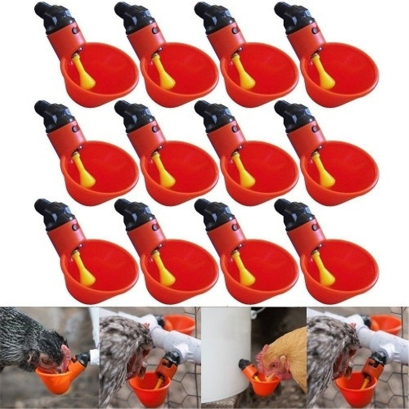 12PCS Feed Automatic Bird Coop Poultry Chicken Fowl Drinker Water Drinking Cup For Chicken Feeder Fowl Cook Bowl #R15