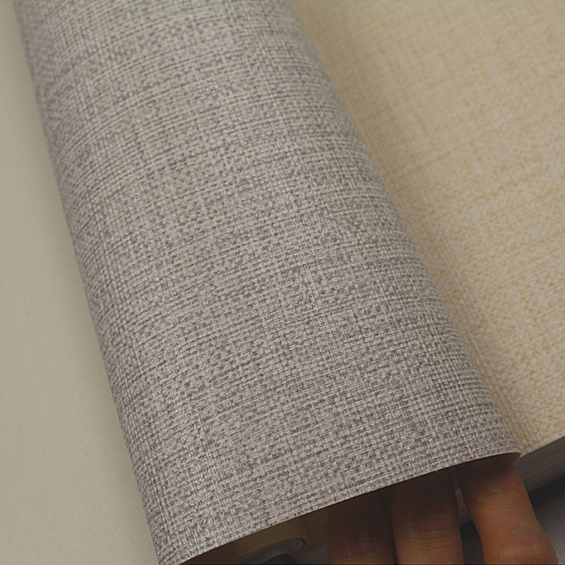 Modern Linen Grasscloth Wallpaper Designs Beige Brown PVC Fiber Flax 3D Textured Solid Color Wall Papers for Living Room Walls
