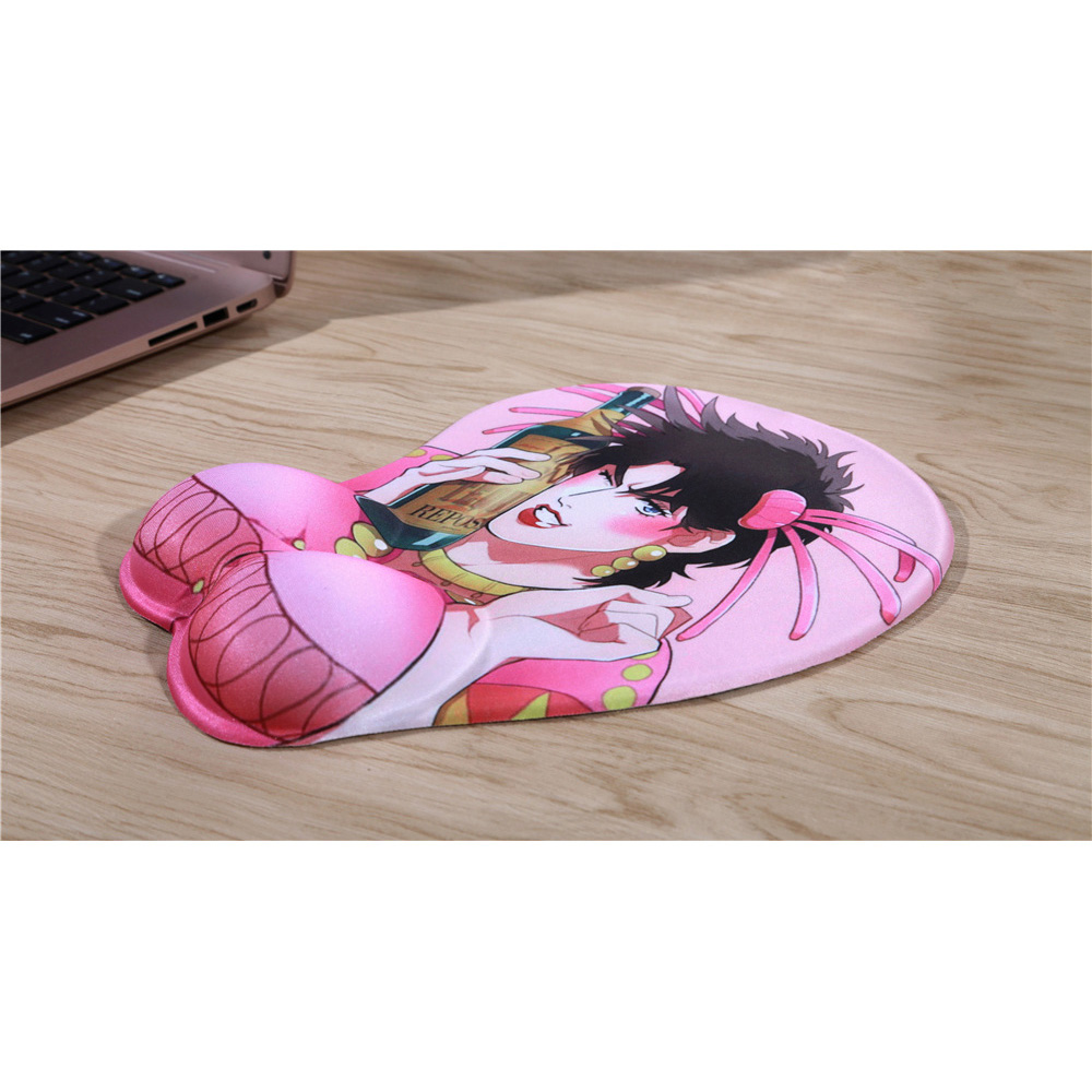 FFFAS JoJo Joseph Joestar 3D Wrist Rest Mouse Pad Mat Pink Jo Jo Bizarre Adventure Mousepad for Laptop PC