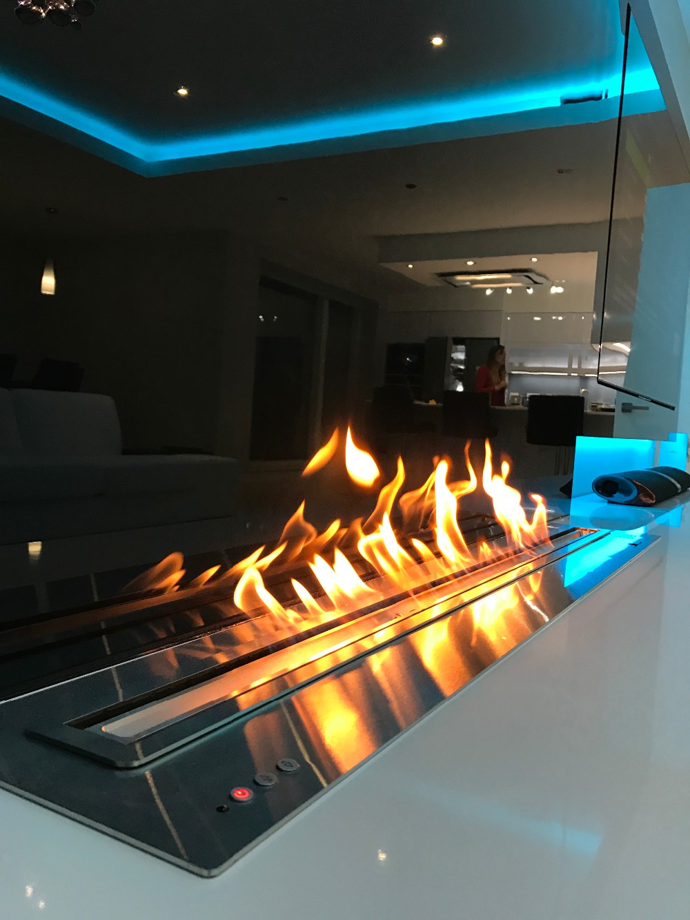 hot sale 18 inches intelligent bio ethanol burners remote fireplace decorative insert