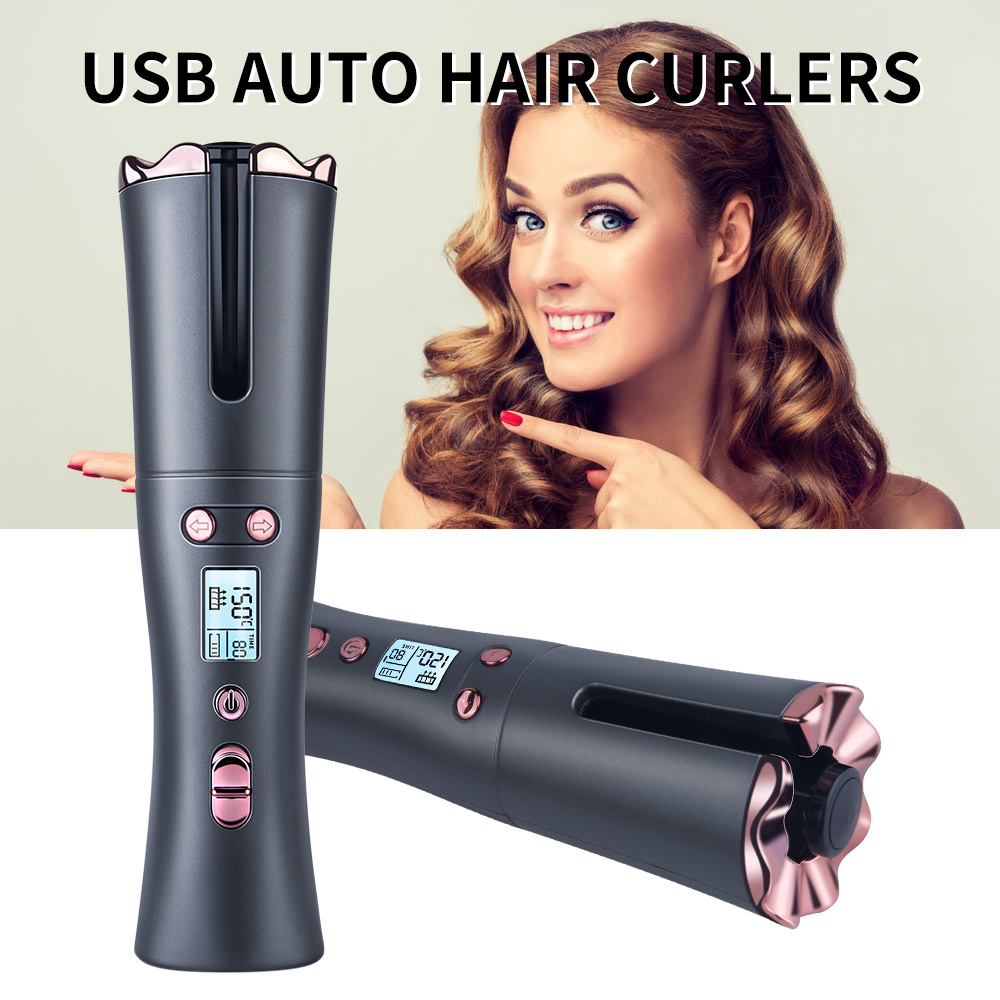 Automatic Hair Curler USB Charging Curling Iron Wireless LCD Digital Display Hair Curlers Rollers Machine Curling Irons Crimper