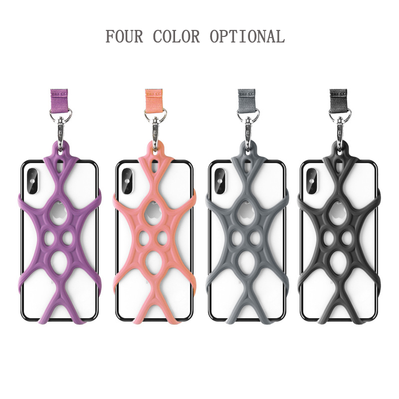 Universal Silicone Phone Lanyard Holder Case Cover Hands-free Phone Neck Strap Necklace Sling For Smart Mobile Phone Support