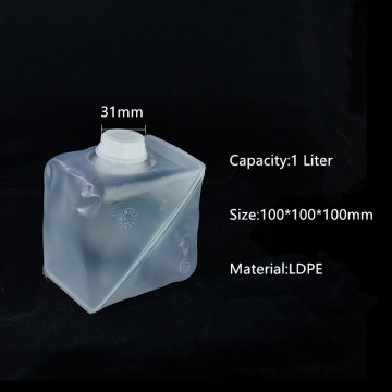1L Folding Liquid container Food Grade soft plastic Bag for water Reagent Durable Leakproof bottle 5PCS/lot
