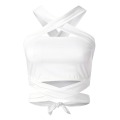 Women Summer Sexy Criss Cross Halter Bandage Crop Top Tank Cut Out Bustier Cami Girl Vest Tank Tops 2020 S-XXL Black White