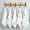 5pcs/set Baby towel 100% Cotton Square Muslin Baby Towels 6layers Water Washing Handkerchief Newborn Baby Nursing Towel 30*30cm