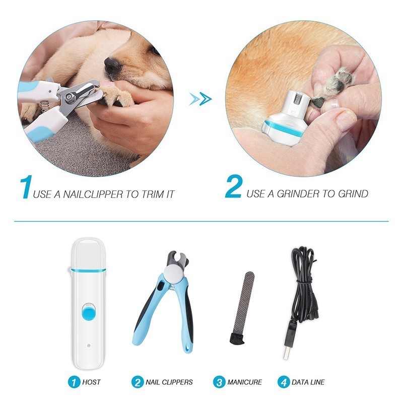Benepaw Ultra-quiet Electric Pet Dog Nail Grinder Set Safe Dog Nail Clippers Cutter File Grooming Pedicure USB Rechargeable 2019