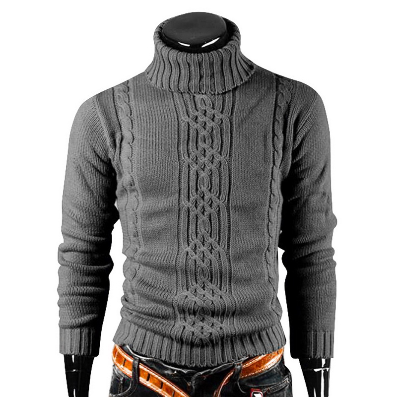 Winter Warm Turtleneck Sweater Men Vintage Tricot Pull Homme Casual Pullovers Male Outwear Slim Knitted Sweater Solid Jumper