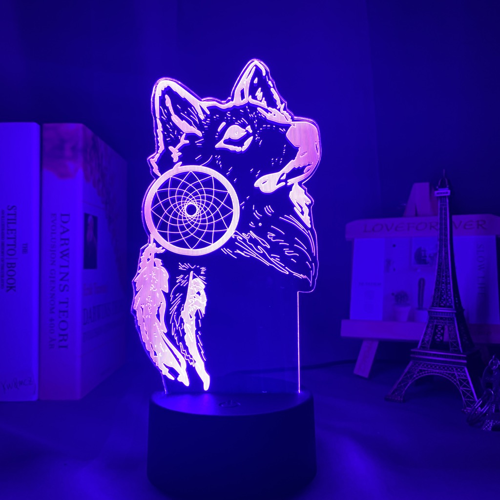 3D Lamp Dreamcatcher Wolf Nightlight for Home Room Decoration Lighting Led Color Changing Touch Sensor Night Light Birthday Gift