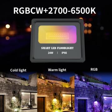 Waterproof 24W Smart Led Floodlight RGBCW Bluetooth Bulb Floodlight Smart LED For Google Home Ewelink Color Changing Spotlight