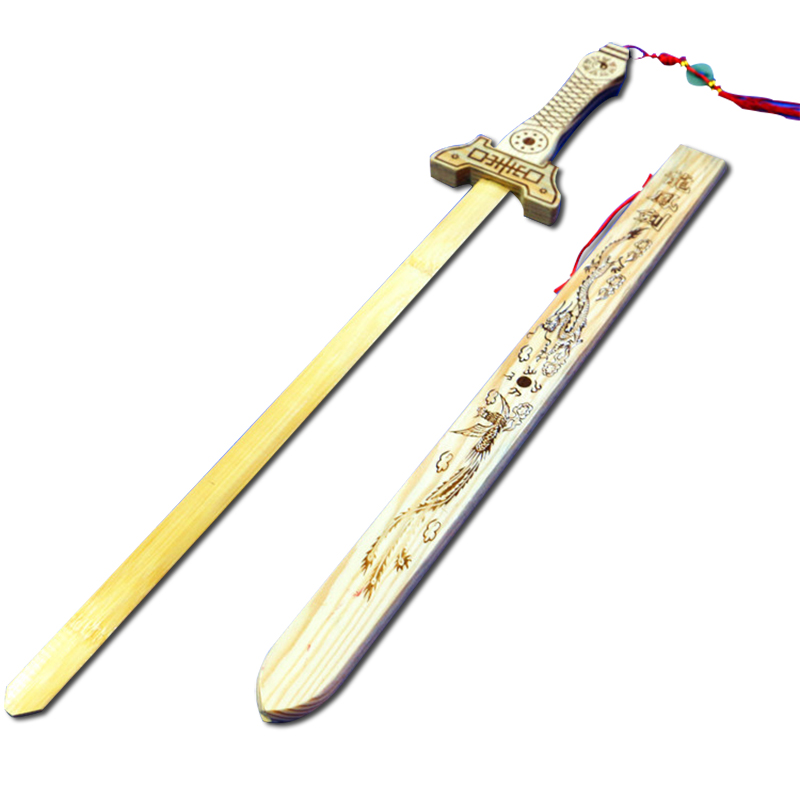 Children's toys bamoo Chinese sword katana toy wooden knife 2017New multicolor sword pickaxe toy doll toy gifts for the children