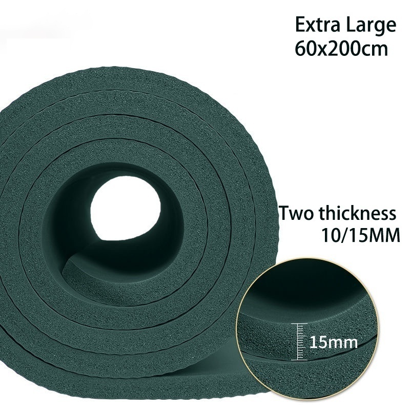 200cm*90cm fitness black large rubber yoga mat Men flooring non slip exercise mat pad 15MM thick gym gymnastic mat
