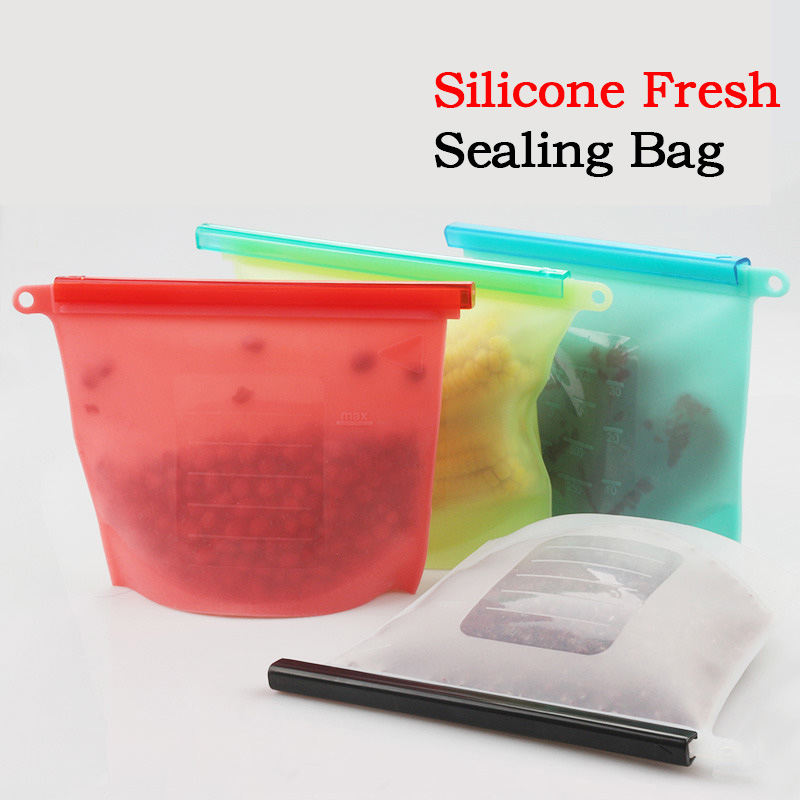 4PCS Kitchen Food Sealing Storage Bag Silicone Food Preservation Bag Refrigerator Fresh Bag Microwave Heating Versatile Cooking