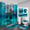 Coral Sea World Dolphin Shower Curtains Cartoon Waterproof Shower Curtain Bathroom Polyester