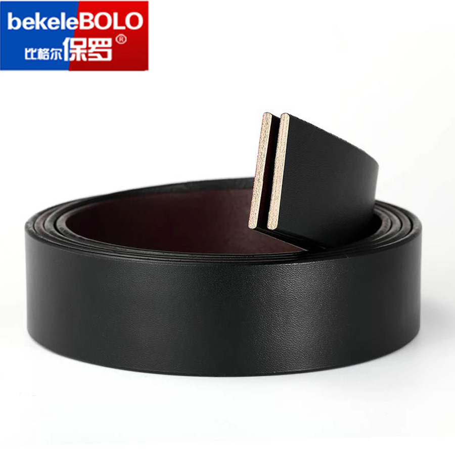 No Buckle Genuine Leather Belts Automatic Buckle Belt Brand Belt 100% Pure Cowhide Belt Strap For Men High Quality