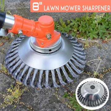 8inch Steel Wire Grass Trimmer Head Tray Brush Cutter Rotary Wheel Edge Head Dust Removal Safe Strimmer For Lawn Mover Part Tool