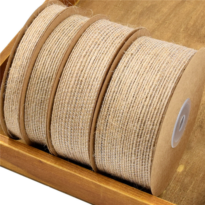 (10 yards/roll) Natural jute linen ribbon cotton edge DIY decorative fabric sewing wedding decoration lace