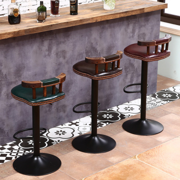 Industrial Rustic Retro Rotating Bar Stool Cafeteria Chair with Backrest Restaurant Coffee Creative Household Kitchen Decoration