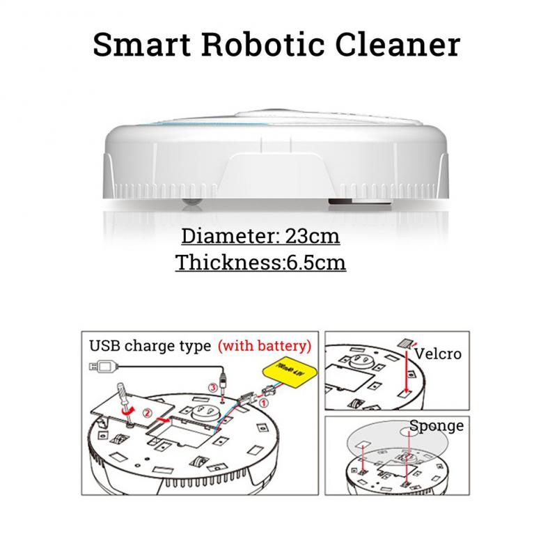 Mini Low Noise Automatic Vacuum Cleaner Robot Home Appliances Electrostatic Charge Sweeper Smart Home Cleaning Tool